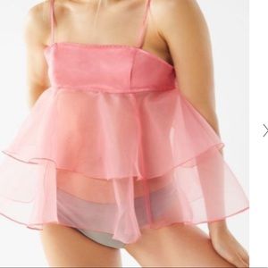 3 tiered pink ruffle top